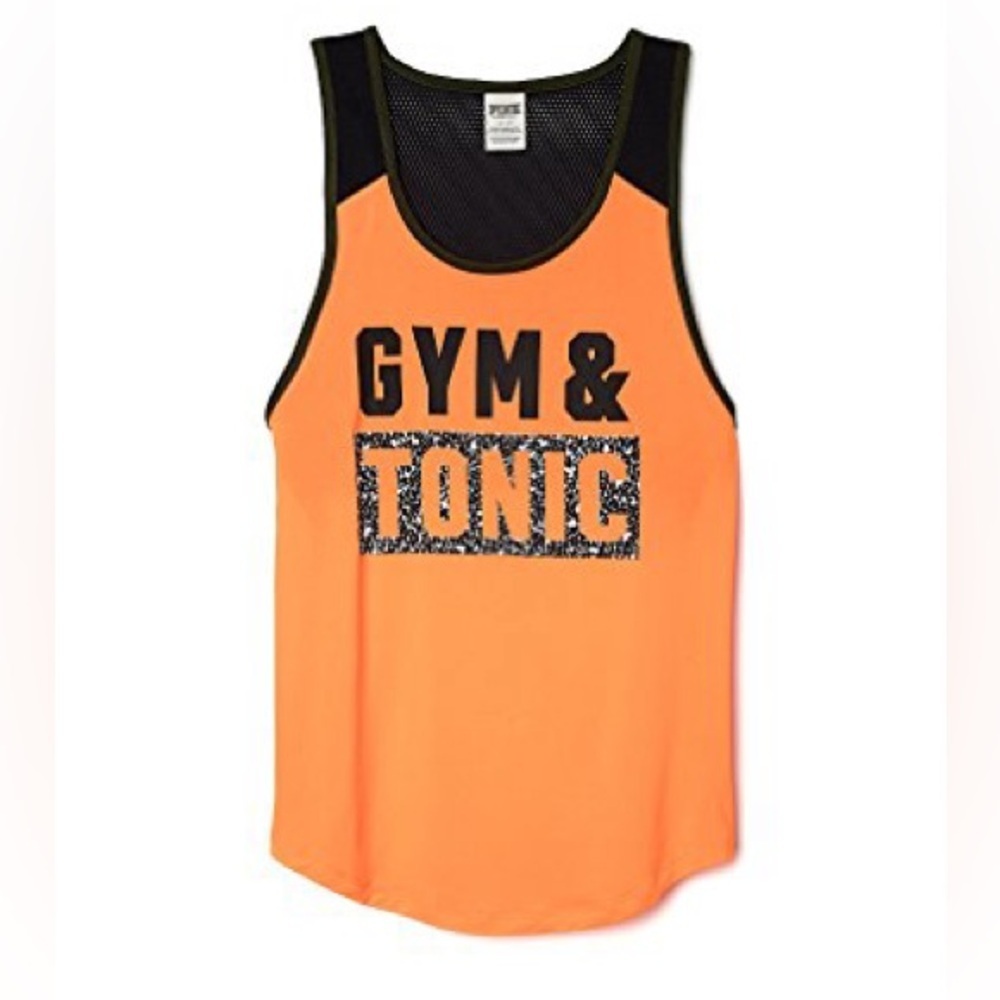 PINK Gym & Tonic Orange and Black tank